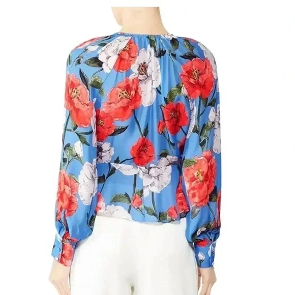Parker Blue Floral Silk Blouse - Picture 3 of 10